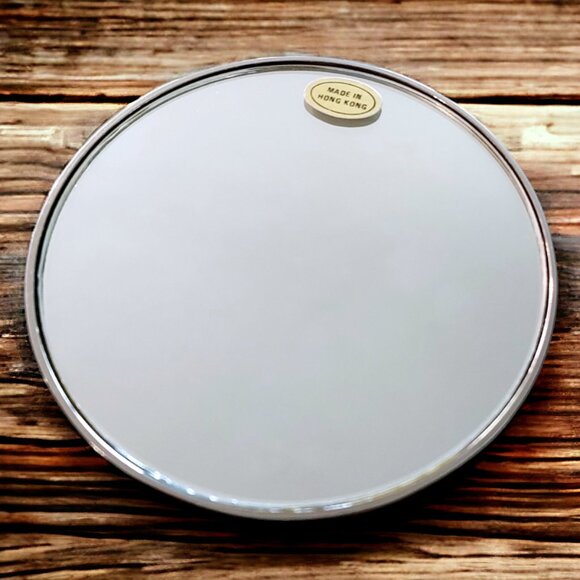 VINTAGE "L" Embossed Pocket Mirror 3 1/4" Round Ornate Victorian Style - Picture 3 of 8